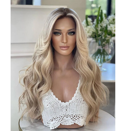 Ombre Blonde Highlight Body Wave Synthetic Wig