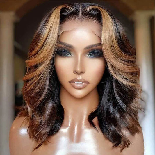 Highlight Ombre Body Wave Lace Frontal Bob Wig