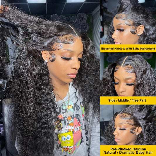 Deep Curly Wave Hd Lace Frontal Wig Glueless Ready to Wear