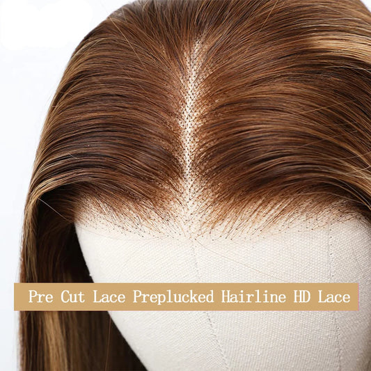 Pre Cut Honey Blonde Straight Lace Front Wig