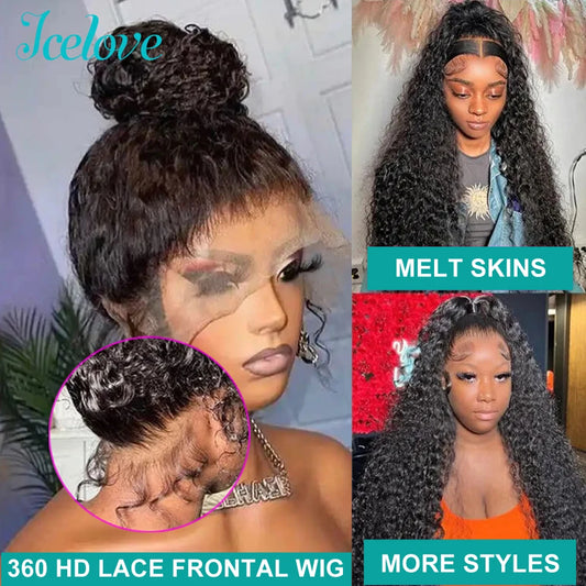 Deep Wave Pre Plucked 360 Full Lace Front Wig