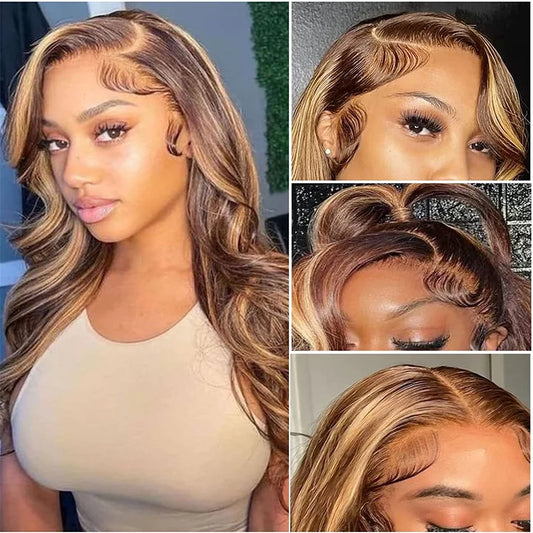 Highlight 13x4 Lace Frontal Honey Blonde Body Wave Lace Front Wig