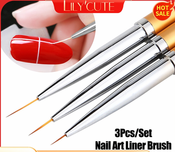 3Pcs French Stripe Nail Art Liner Brush Set 3D Tips Line Stripes DIY Drawing Pen UV Gel Brushes Painting Pen Manicure Tools