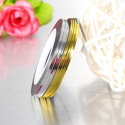 10 Rolls Gold/Silver Colors 1mm Nail Art Striping Tape Line Sticker Decal Nail Sticker Nail Art DIY Adhesive Stickers Gel Polish