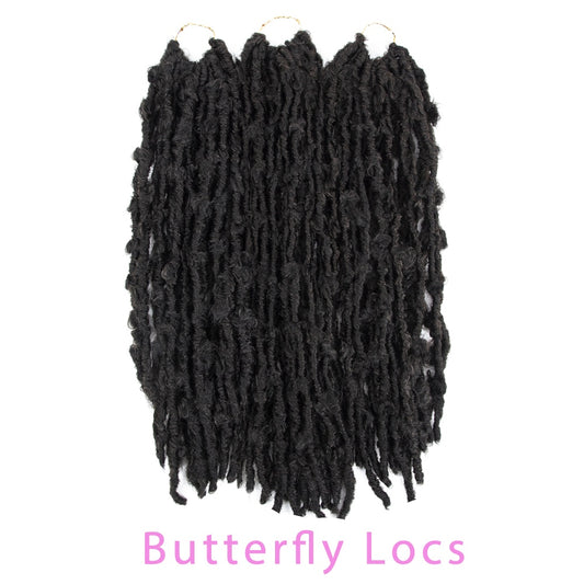 Butterfly Locs Crochet Hair 18 Inch Goddess Locs Braiding Hair Extensions SOKU Pre Looped Distressed Butterfly Synthetic Braids