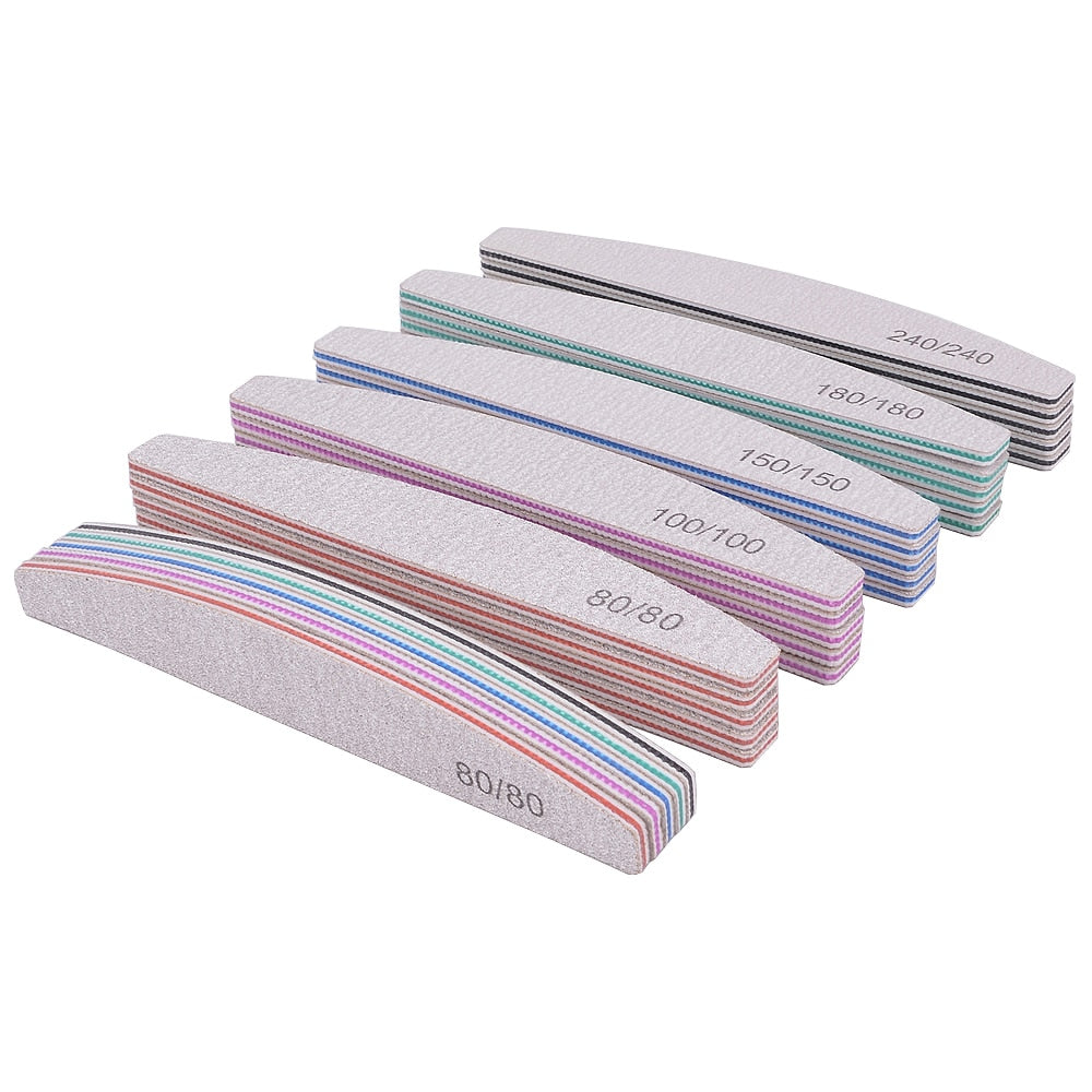 3/5/10Pcs Professional Nail File Sandpaper Strong Thick Nail Files Buffer For Manicure Sanding Half Moon Lime Nail Tools 100/180