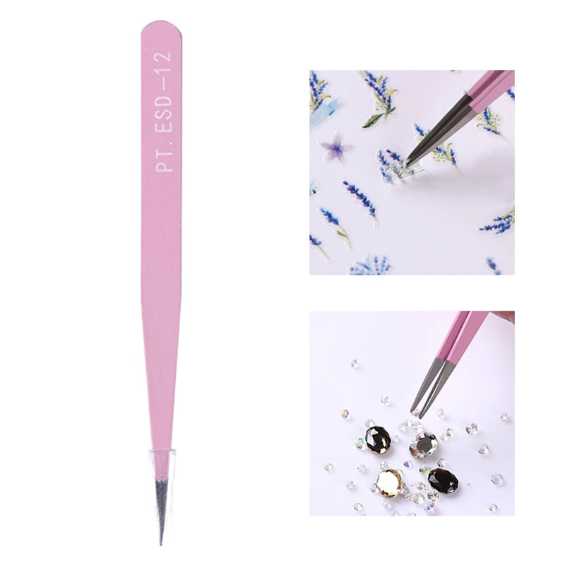 Nail Art Pusher Dead Skin Remover Stick Rod Gel Polish Stainless Steel Tweezers Nail Cutter Nail Art Tool Pedicure For