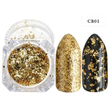 1 Box Gold Silver Flakes Nail Glitter Aluminum Irregular Sequins Mirror Powder Paillette Foils Sticker Nail Art Decorations TRCB