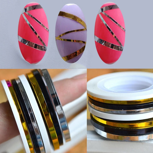 10Rolls of 4Color 1mm 2mm 3mm Nail Art Striping Tape Stickers/ Nail Tape Roll/ Lines Stripe Tape DIY Nail Art Adhesive Line
