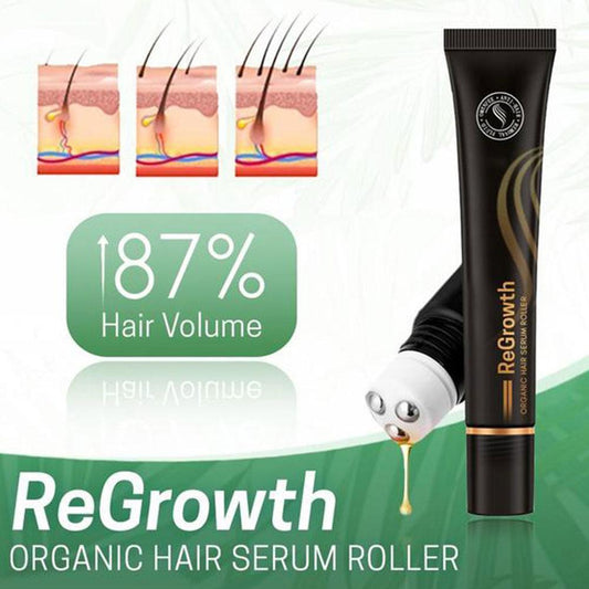 Regrowth Organic Hair Serum Roller Set Biotin Hair Growth Serum Triple Roll-On Massager Hair Growth Essence for All Hair Types