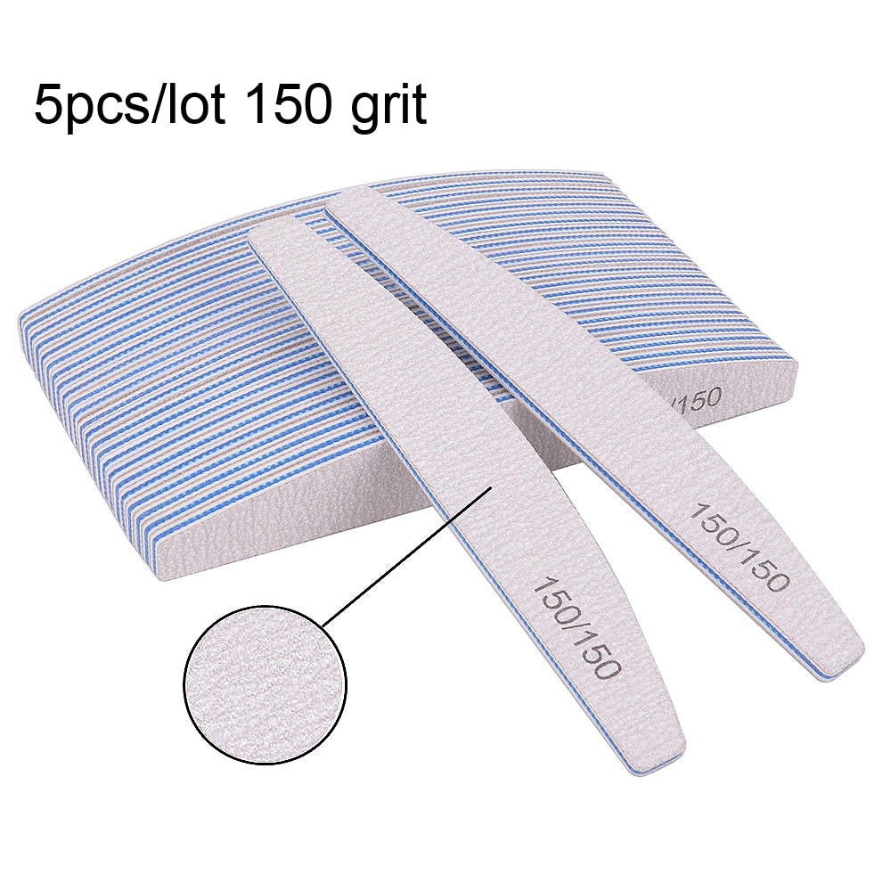 3/5/10Pcs Professional Nail File Sandpaper Strong Thick Nail Files Buffer For Manicure Sanding Half Moon Lime Nail Tools 100/180