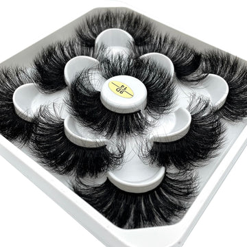 GROINNEYA 5 Pairs Mink Lashes Faux Eyelashes Mink False Eyelashes Dramatic Volume Lashes Eyelash Extension for Makeup