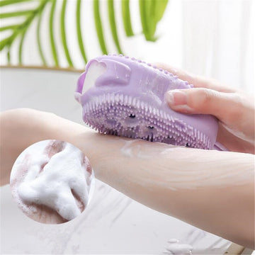 Silicone Body Scrubber Shower Exfoliating Scrub Sponge Bubble Bath Brush Massager Skin Cleaner Cleaning Pad Bathroom Accessories