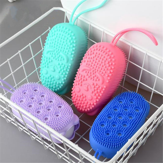 Silicone Body Scrubber Shower Exfoliating Scrub Sponge Bubble Bath Brush Massager Skin Cleaner Cleaning Pad Bathroom Accessories